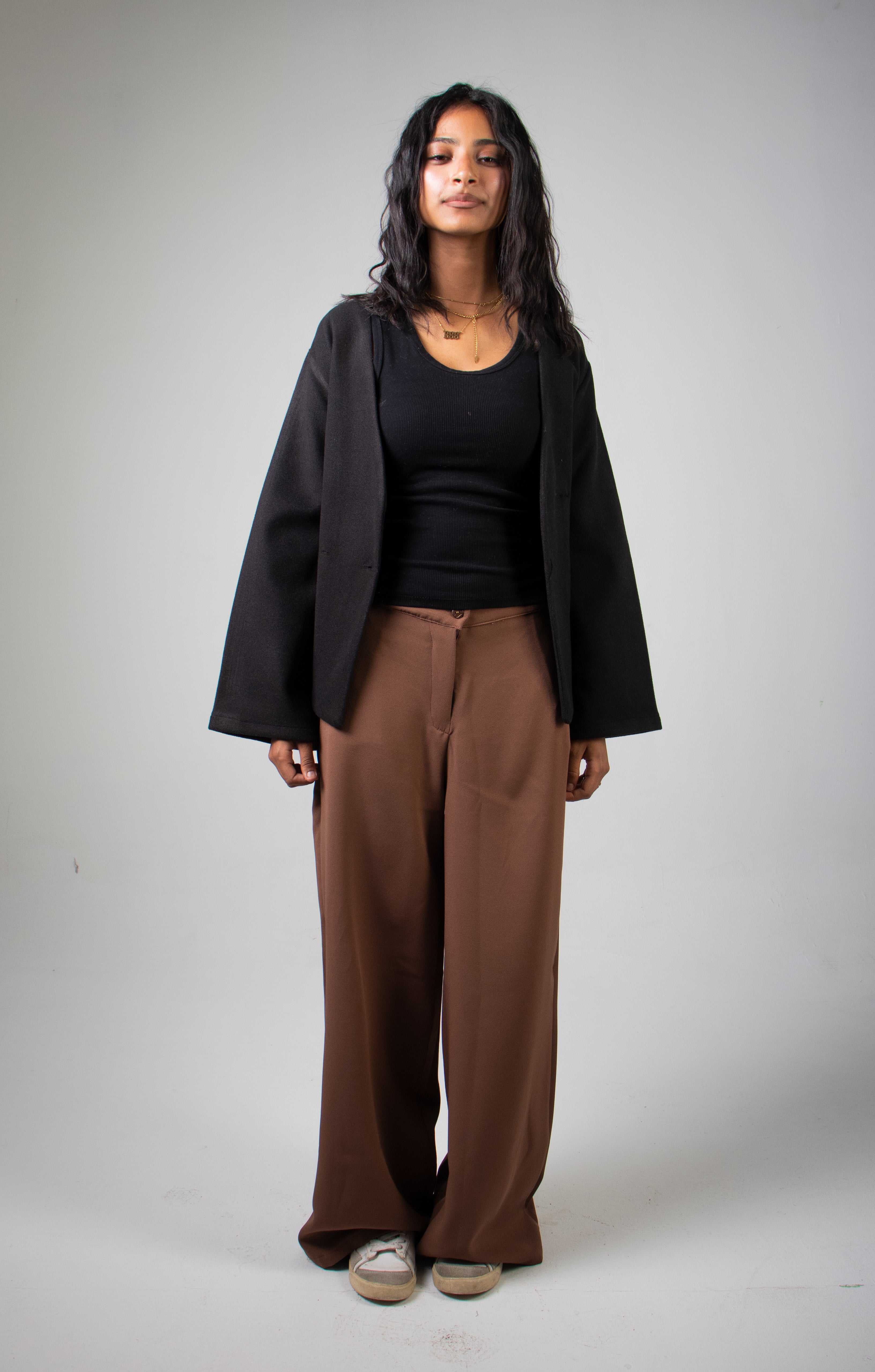 Mocha Brown Wide Leg Formal Trousers