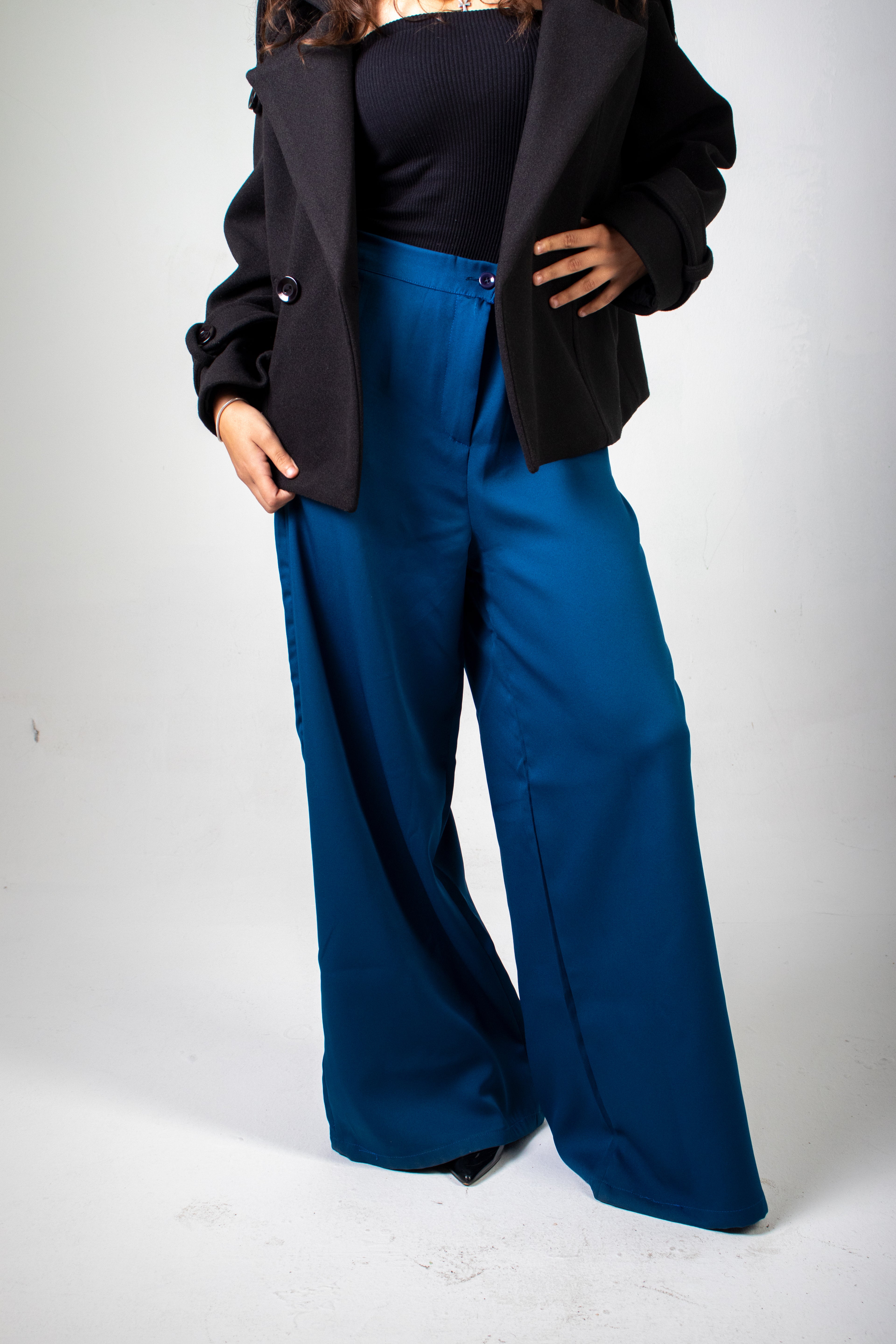 Ocean Blue Wide Leg Formal Trousers