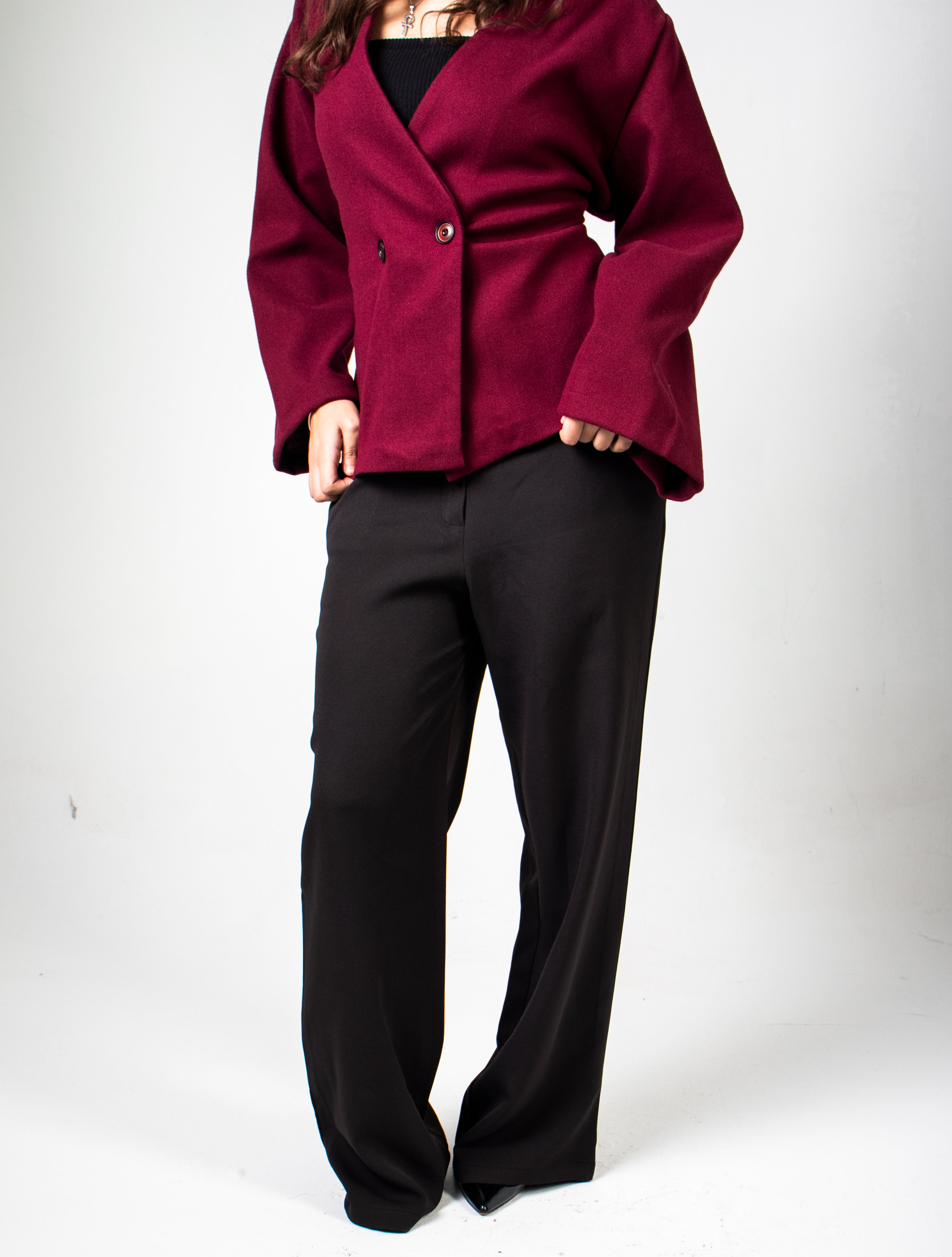 Black Wide Leg Formal Trousers