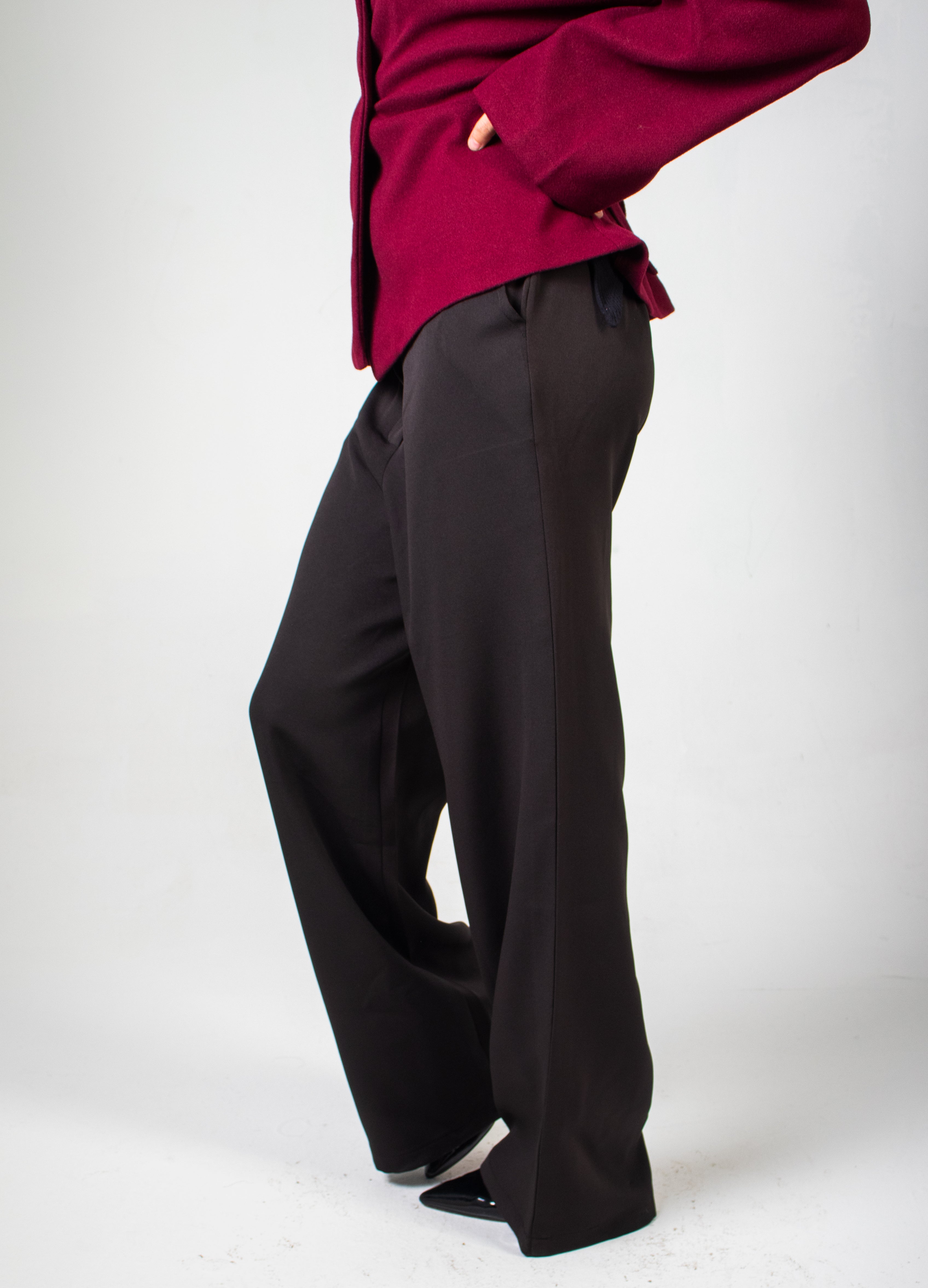 Black Wide Leg Formal Trousers