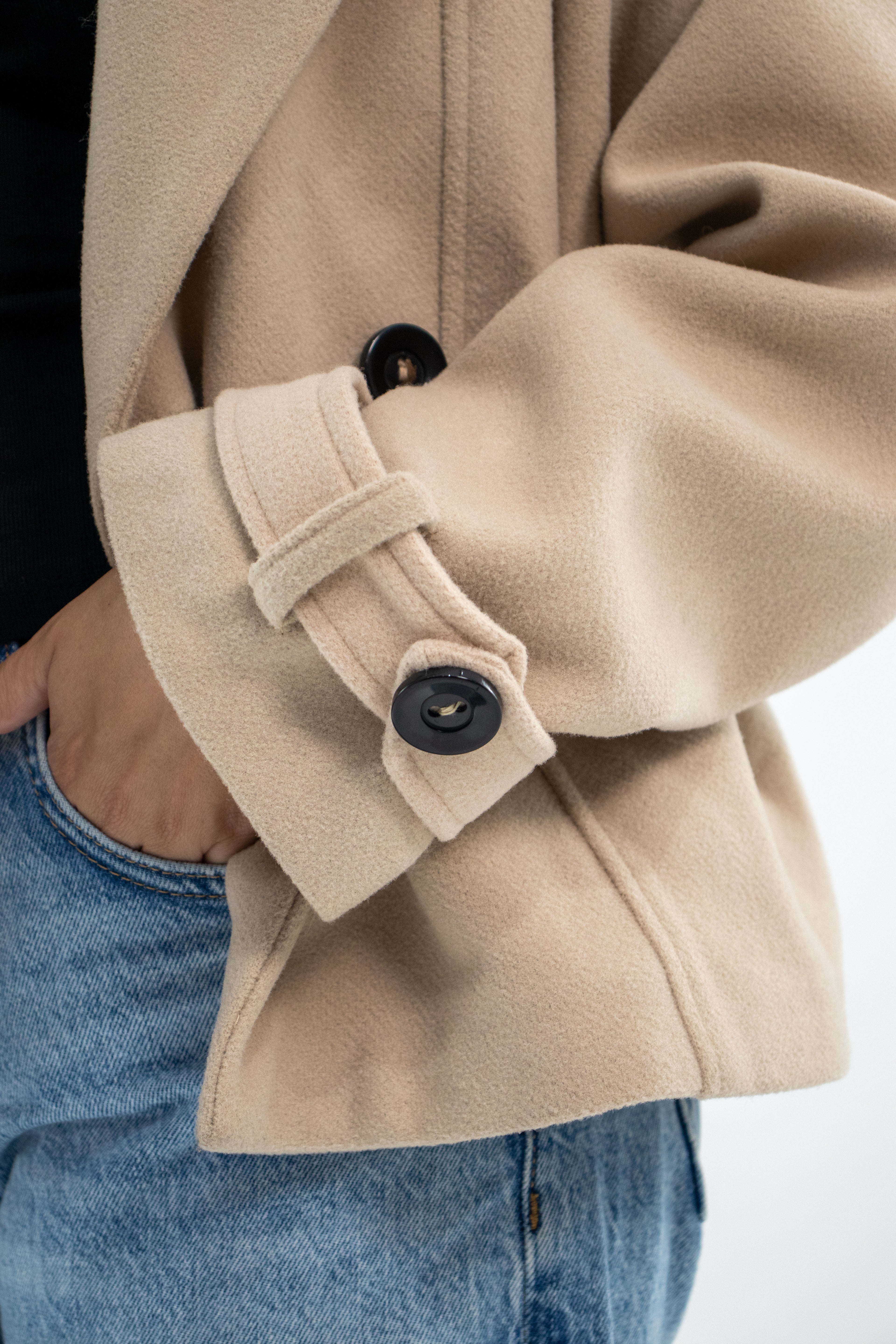 Timeless Sand Beige Cropped Trench Coat